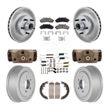 Front Rear Coated Disc Brake Rotors Ceramic Pads And Drum Kit (9Pc) For Ford Ranger KGC-102121