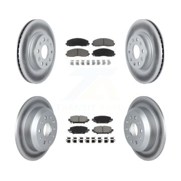 Front Rear Coated Disc Brake Rotors And Ceramic Pad Kit For 2018-2020 Jeep Wrangler Sport KGC-102237