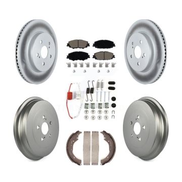 Front Rear Coat Disc Brake Rotors Ceramic Pad Drum Kit (7Pc) For 2019 Toyota Corolla 2.0L KGC-102283