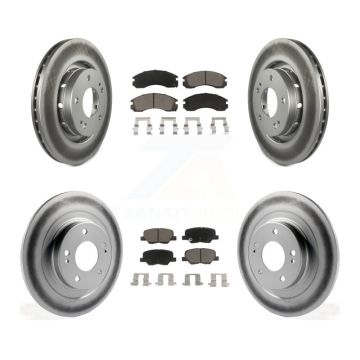 Front Rear Coated Disc Brake Rotors And Ceramic Pads Kit For Mitsubishi Outlander PHEV KGC-102285