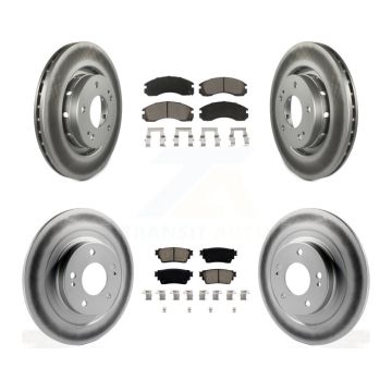 Front Rear Coated Disc Brake Rotors And Ceramic Pads Kit For Mitsubishi Outlander PHEV KGC-102286