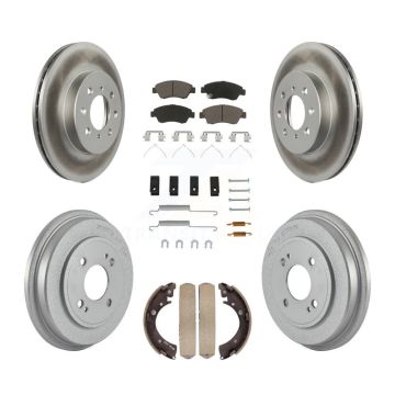 Front Rear Coat Brake Rotors Ceramic Pad Drum Kit (7Pc) For Honda Civic With 4 Lug Wheels KGC-102337