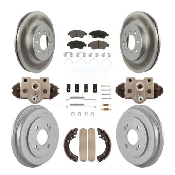 Front Rear Coat Brake Rotors Ceramic Pad Drum Kit (9Pc) For Honda Civic With 4 Lug Wheels KGC-102339