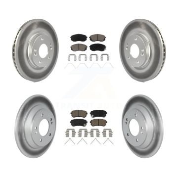 Front Rear Coated Brake Rotors Ceramic Pad Kit For Hyundai Kona Ultimate Limited with FWD KGC-102350