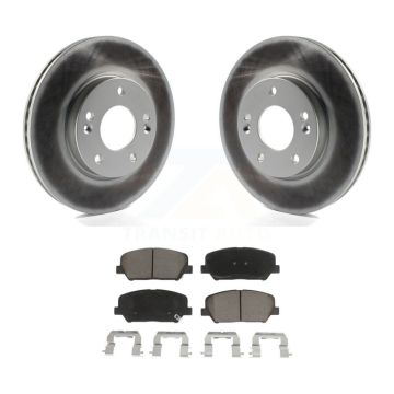 Front Coated Brake Rotor Ceramic Pad Kit For 2014 Kia Forte LX Without 15" Factory Wheels KGC-102395