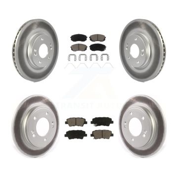 Front Rear Coated Disc Brake Rotors And Ceramic Pads Kit For Kia Forte Hyundai Veloster KGC-102409
