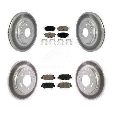 Front Rear Coated Disc Brake Rotors And Ceramic Pads Kit For 2020 Kia Forte 1.6L KGC-102412