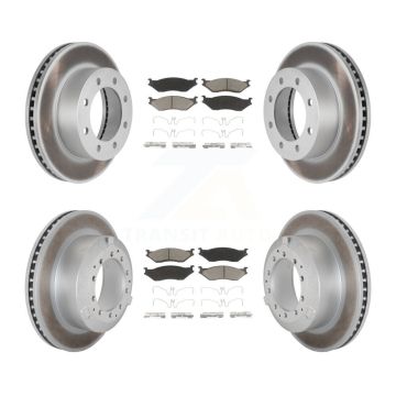 Front Rear Coated Brake Rotor Ceramic Pad Kit For Ford F-450 Super Duty With 8 Lug Wheels KGC-102468