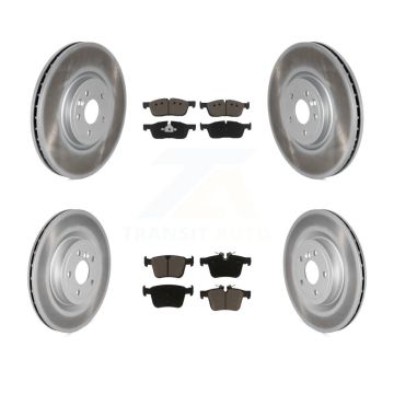 Front Rear Coated Disc Brake Rotors And Ceramic Pads Kit For 2019 Jaguar XF DIESEL engine KGC-102475
