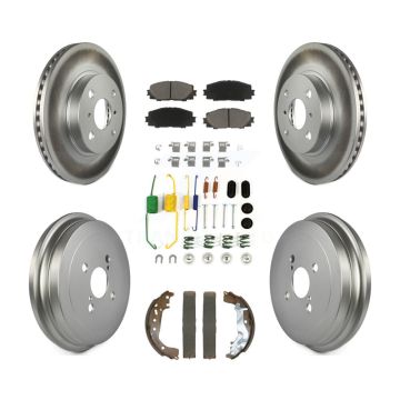 Front Rear Coated Disc Brake Rotors Ceramic Pads And Drum Kit (7Pc) For Toyota Yaris KGC-102481