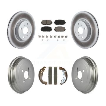 Front Rear Coat Brake Rotors Ceramic Pad Drum Kit For 15-18 Toyota Yaris Disc rear brakes KGC-102483