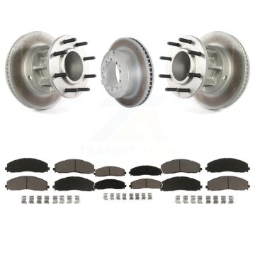 Front Rear Coated Disc Brake Rotors And Ceramic Pads Kit For Ford F-350 Super Duty KGC-102485