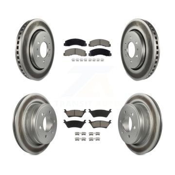 Front Rear Coat Disc Brake Rotor Ceramic Pad Kit For Ford F-150 With Manual Parking KGC-102500