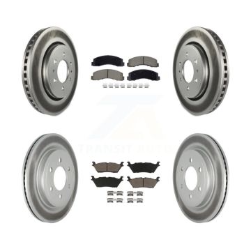 Front Rear Coated Brake Rotor Ceramic Pad Kit For Ford F-150 Expedition Lincoln Navigator KGC-102501