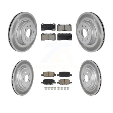 Front Rear Coat Brake Rotors Ceramic Pad Kit For 17-22 Tesla 3 With Gray Painted Calipers KGC-102525
