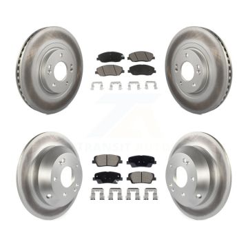 Front Rear Coated Disc Brake Rotor Ceramic Pad Kit For 2013-2016 Hyundai Santa Fe XL 3.3L KGC-102535