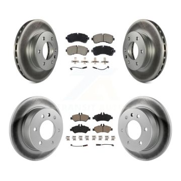 Front Rear Coated Disc Brake Rotor & Ceramic Pad Kit For Dodge Sprinter 3500 Freightliner KGC-102548