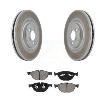 Front Coated Disc Brake Rotors And Ceramic Pads Kit For Jaguar XF XJ KGC-102570