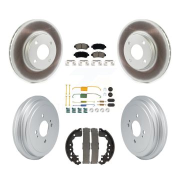 Front Rear Coated Disc Brake Rotors Ceramic Pad And Drum Kit (7Pc) For Nissan Kicks Versa KGC-102656