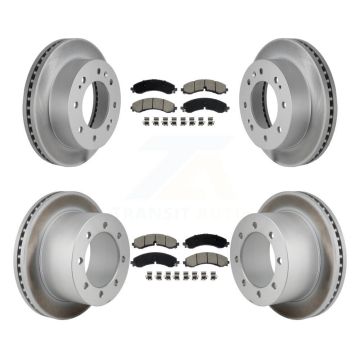 Front Rear Coated Brake Rotors Ceramic Pad Kit For GMC Sierra 3500 HD Chevrolet Silverado KGC-102665