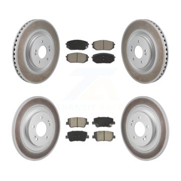 Front Rear Coated Disc Brake Rotors And Ceramic Pads Kit For Hyundai Sonata Kia K5 KGC-102666