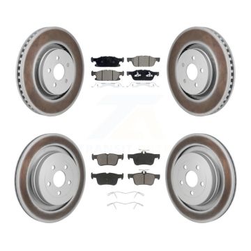 Front Rear Coat Brake Rotors Ceramic Pad Kit For 2019 Ford Edge With Red Painted Calipers KGC-102674