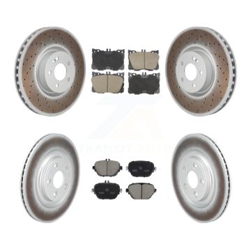 Front Rear Coated Brake Rotors Ceramic Pad Kit For Mercedes-Benz E400 E450 E43 AMG CLS450 KGC-102681