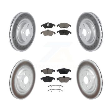 Front Rear Coated Disc Brake Rotors And Ceramic Pads Kit For Mercedes-Benz E400 KGC-102701