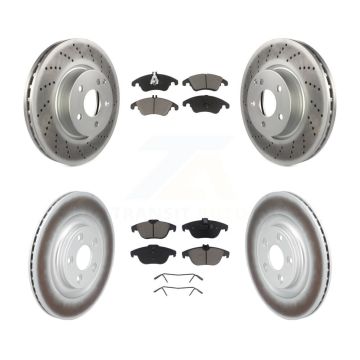 Front Rear Coated Disc Brake Rotors And Ceramic Pads Kit For Mercedes-Benz E400 KGC-102703