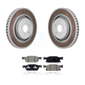 Front Coat Brake Rotor Ceramic Pad Kit For 19-24 Ford Edge 2.7L With Red Painted Calipers KGC-102781
