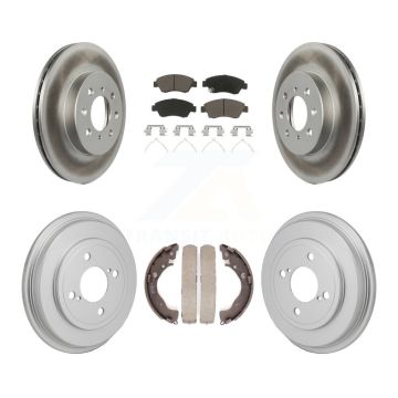Front Rear Coated Disc Brake Rotors Ceramic Pads And Drum Kit For 2013 Honda Fit DX KGC-102863