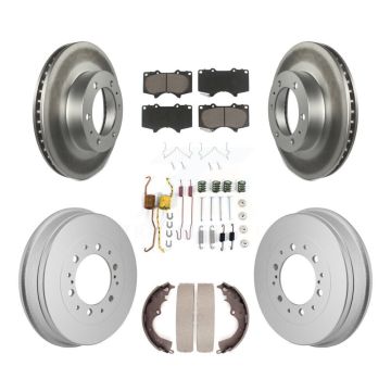 Front Rear Coated Disc Brake Rotors Ceramic Pads And Drum Kit (7Pc) For Toyota Tacoma KGC-102872