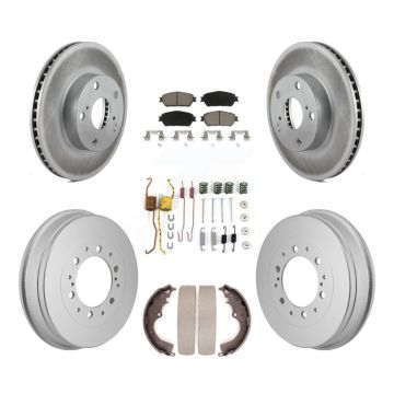 Front Rear Coated Disc Brake Rotors Ceramic Pad Drum Kit (7Pc) For 2015 Toyota Tacoma 4WD KGC-102873