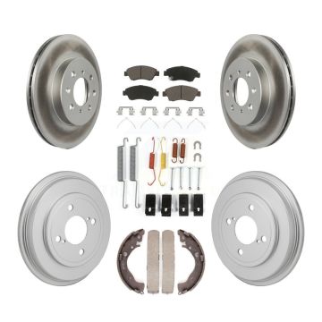 Front Rear Coated Brake Rotor Ceramic Pad Drum Kit (7Pc) For Honda Fit DX with GAS engine KGC-102875