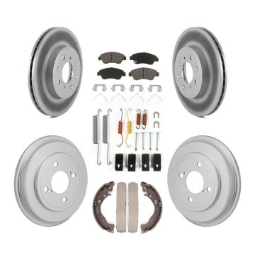 Front Rear Coated Disc Brake Rotor Ceramic Pad And Drum Kit (7Pc) For 2015-2020 Honda Fit KGC-102876