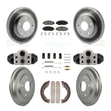Front Rear Coated Disc Brake Rotors Ceramic Pads And Drum Kit (9Pc) For Honda Civic KGC-102883