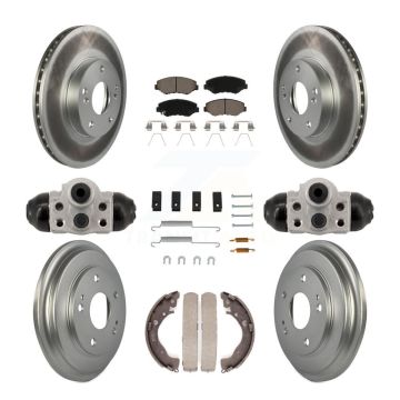 Front Rear Coated Disc Brake Rotors Ceramic Pads And Drum Kit (9Pc) For Honda Civic KGC-102884