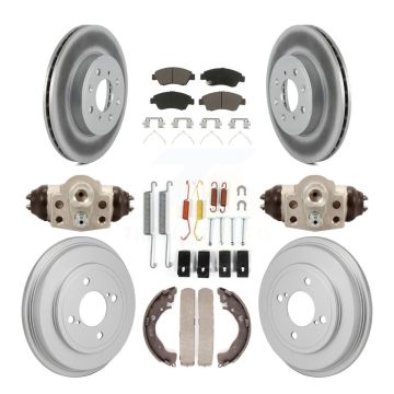 Front Rear Coated Disc Brake Rotor Ceramic Pad And Drum Kit (9Pc) For 2015-2019 Honda Fit KGC-102885
