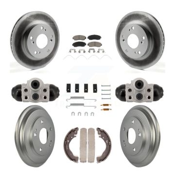 Front Rear Coated Disc Brake Rotors Ceramic Pads And Drum Kit (9Pc) For Honda Civic KGC-102886