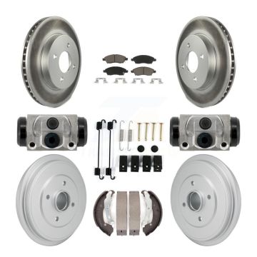 Front Rear Coated Disc Brake Rotor Ceramic Pad Drum Kit (9Pc) For Nissan Versa Note Micra KGC-102893
