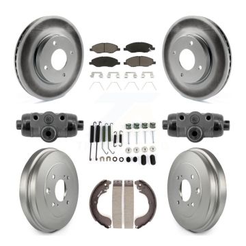 Front Rear Coat Brake Rotors Ceramic Pad Drum Kit (9Pc) For 2008 Nissan Versa 4-Wheel ABS KGC-102894