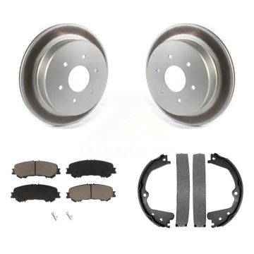 Rear Disc Coated Rotors Ceramic Pads & Parking Brake Shoes Kit For 2017-2023 Nissan TITAN KGC-102912