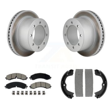 Rear Disc Coated Rotors Ceramic Pads & Parking Shoes Kit For GMC Sierra 3500 HD Chevrolet KGC-102913