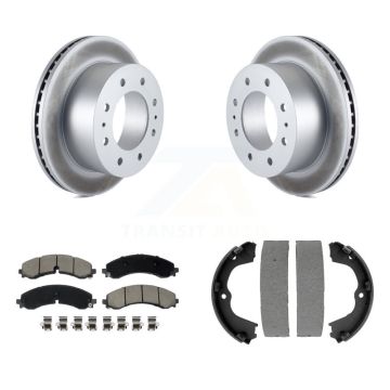 Rear Disc Coated Rotors Ceramic Pads & Parking Shoes Kit For GMC Chevrolet Sierra 2500 HD KGC-102914