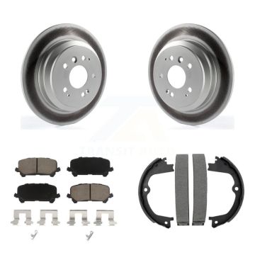 Rear Disc Coated Rotors Ceramic Pads Parking Shoes Kit For Honda Pilot Ridgeline Passport KGC-102920