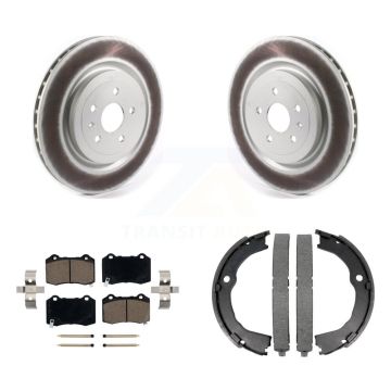 Rear Disc Coated Rotors Ceramic Pads Parking Shoes Kit For Chevrolet Camaro Cadillac CTS KGC-102921