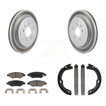 Rear Disc Coated Rotors Ceramic Pads And Parking Brake Shoes Kit For Cadillac CTS KGC-102925