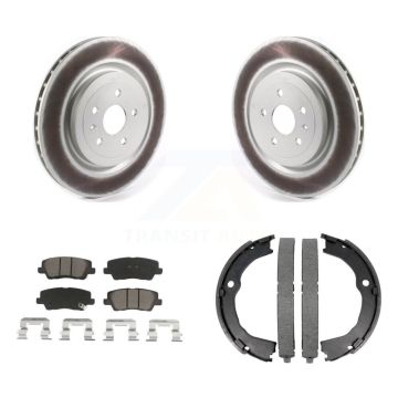 Rear Disc Coated Rotors Ceramic Pads & Parking Shoes Kit For Cadillac CTS Coupe with 6.2L KGC-102926