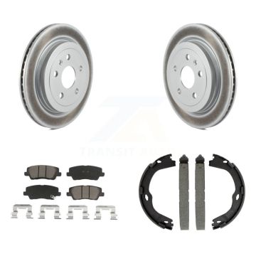Rear Disc Coated Rotors Ceramic Pads And Parking Brake Shoes Kit For Cadillac CTS KGC-102927