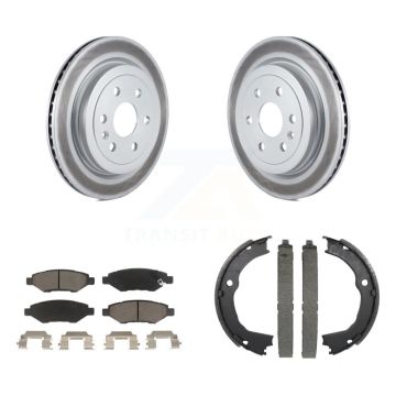 Rear Disc Coated Rotors Ceramic Pads & Parking Brake Shoes Kit For 2010-2016 Cadillac SRX KGC-102944